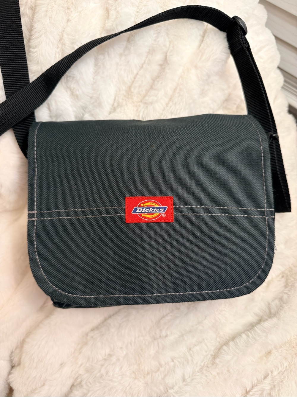 Small Dickies Dark Gray Messenger Crossbody Bag with Red Logo